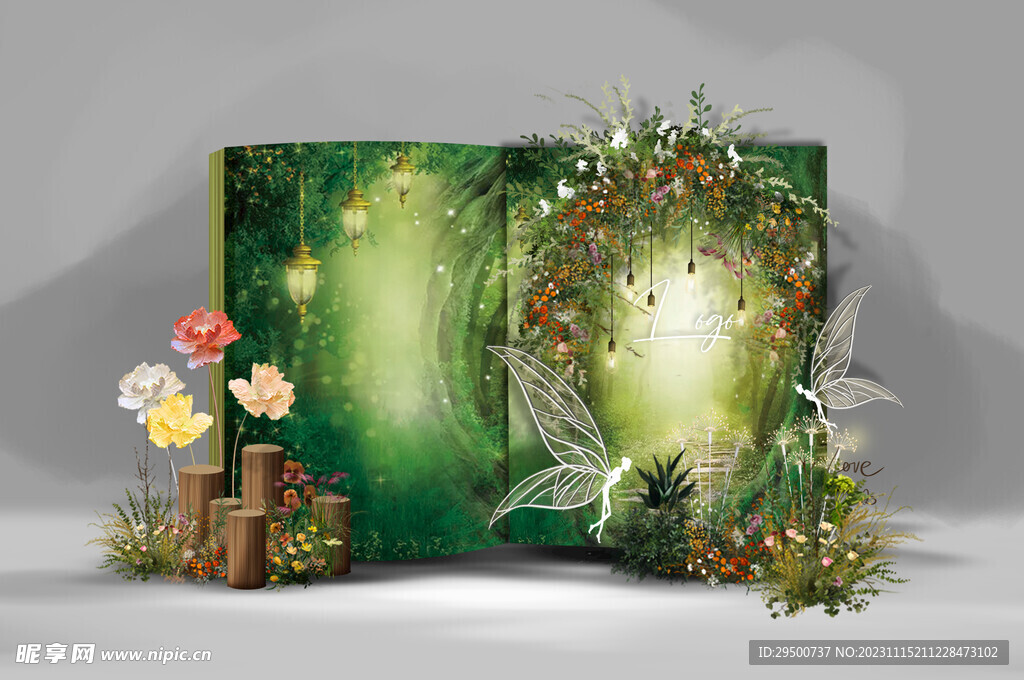 森系绿色婚礼迎宾区婚礼效果图