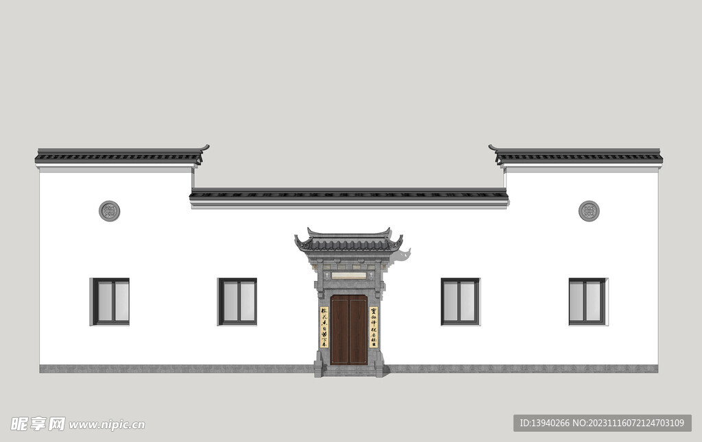 中式山墙入户门