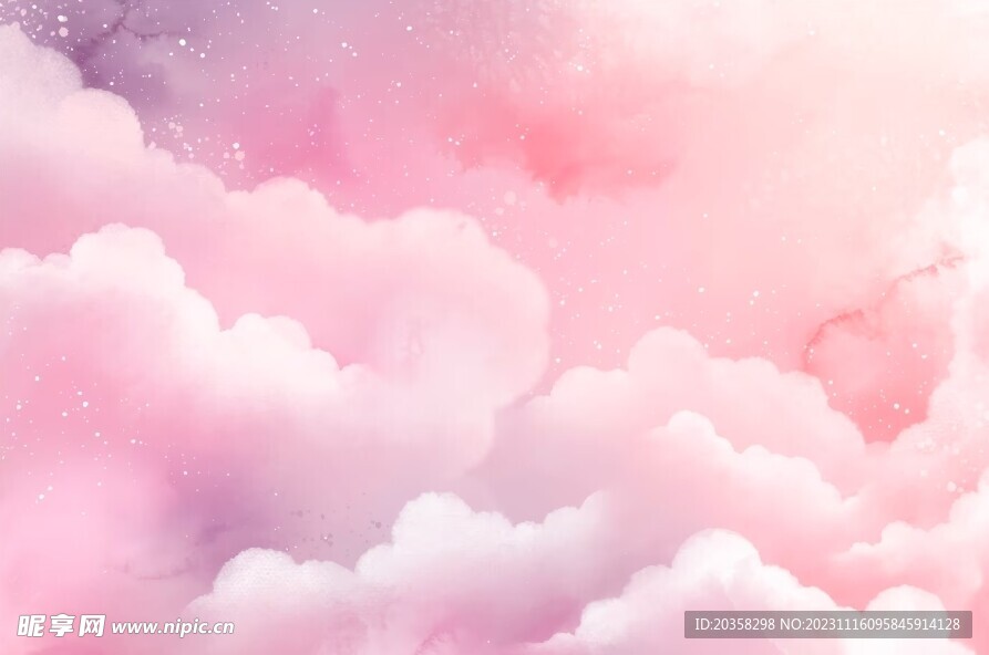 水彩糖棉云背景