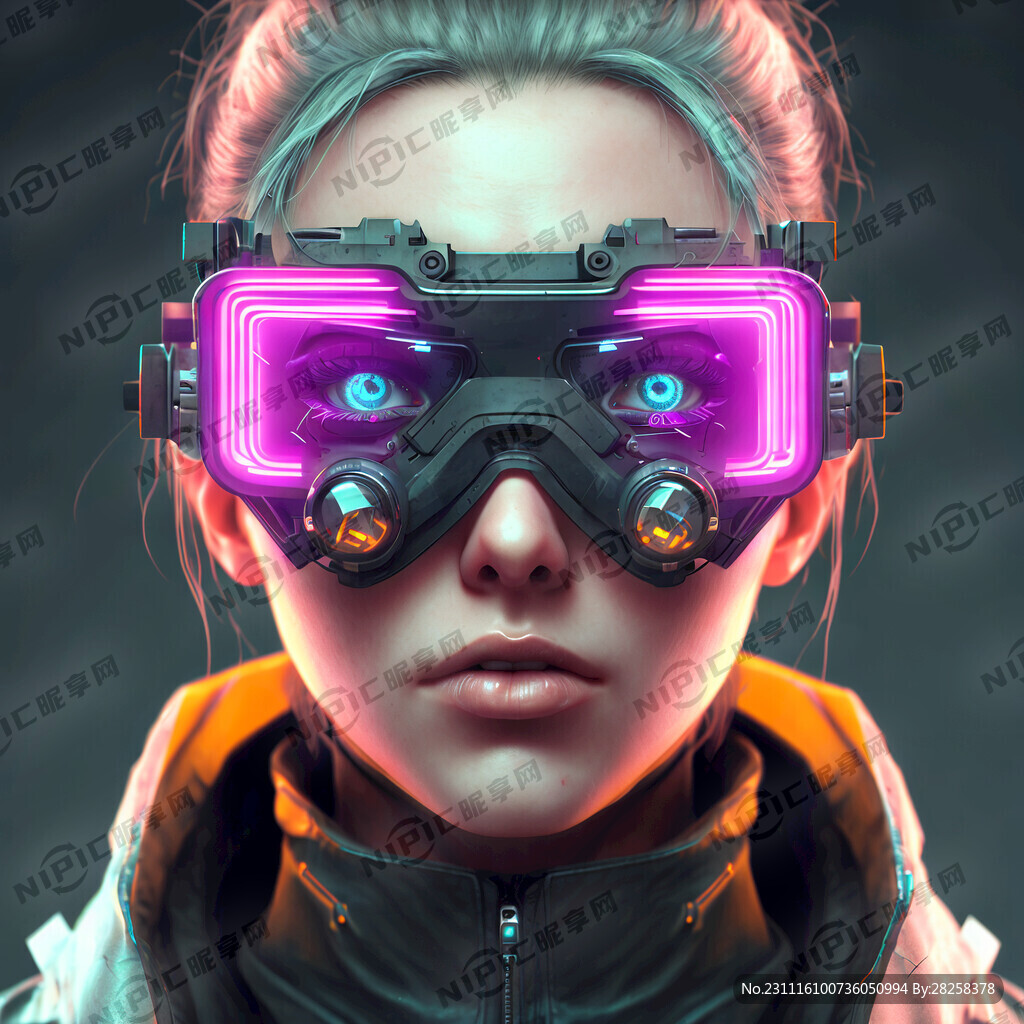赛博朋克人物 佩戴科技感眼镜