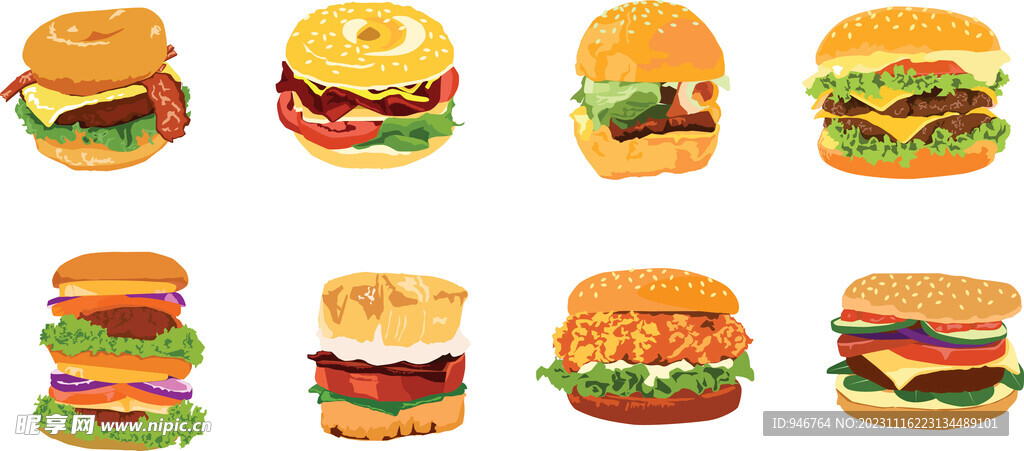 手绘矢量汉堡