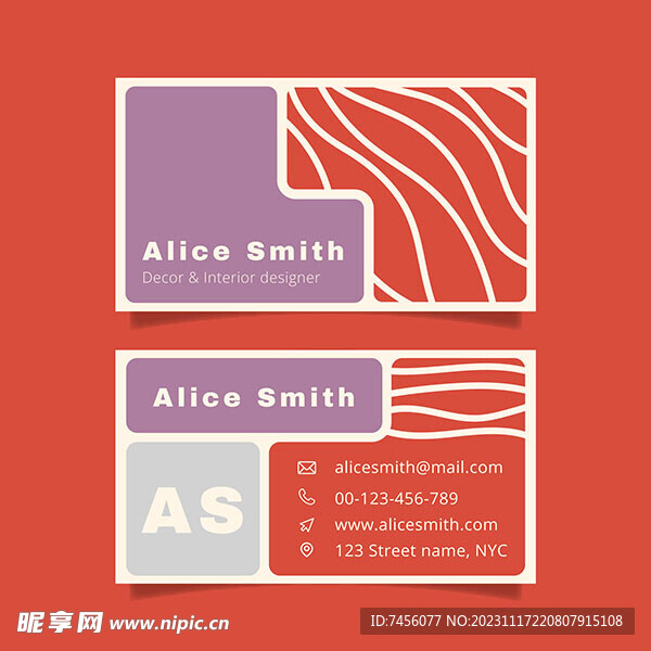 红色创意现代名片模板