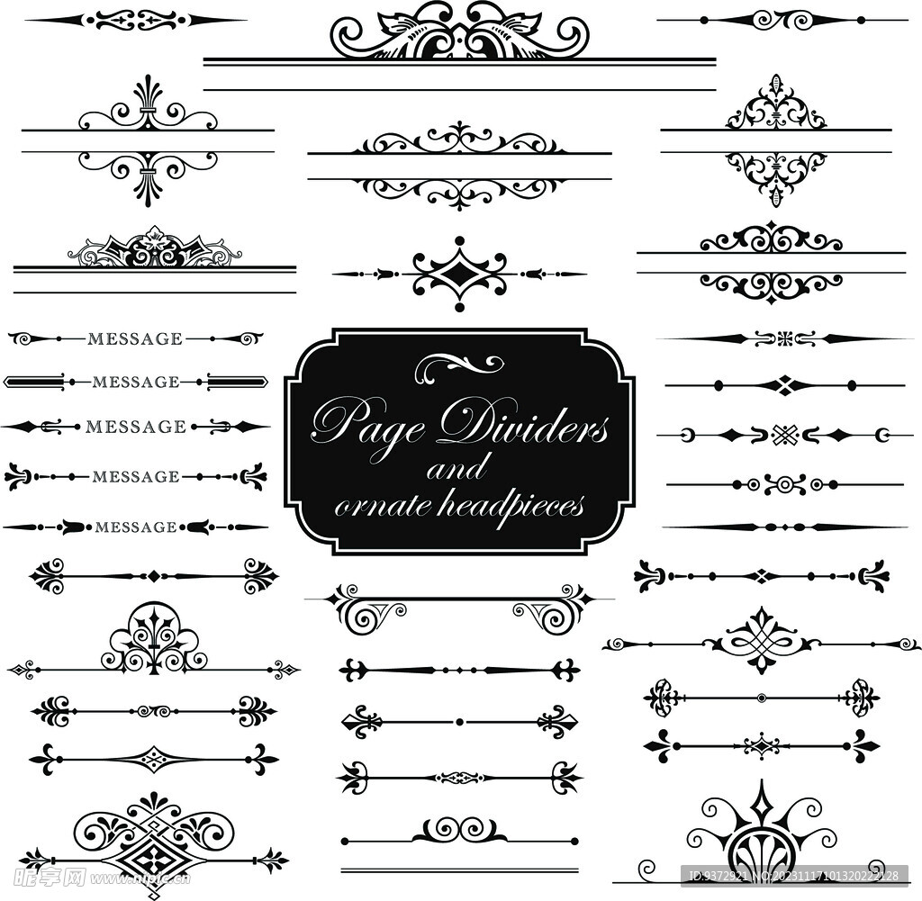 矢量欧式花纹花边分割线