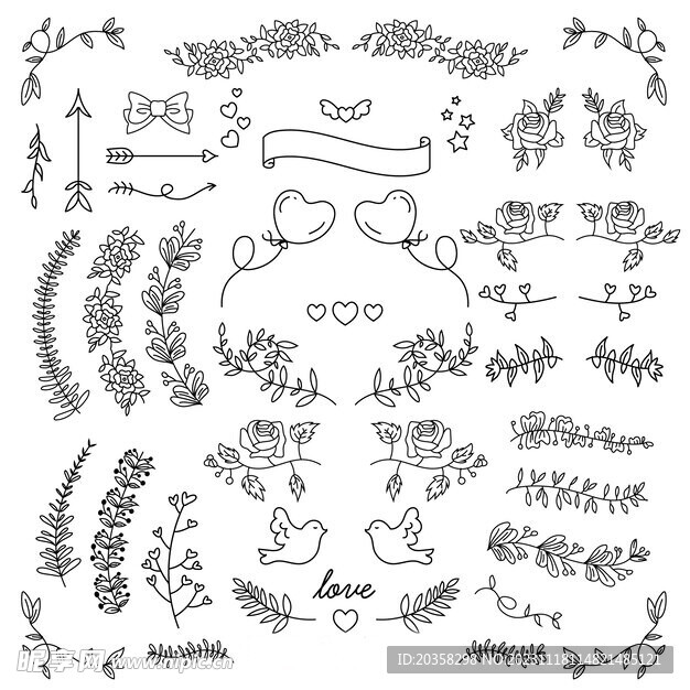 手绘婚礼装饰品系列