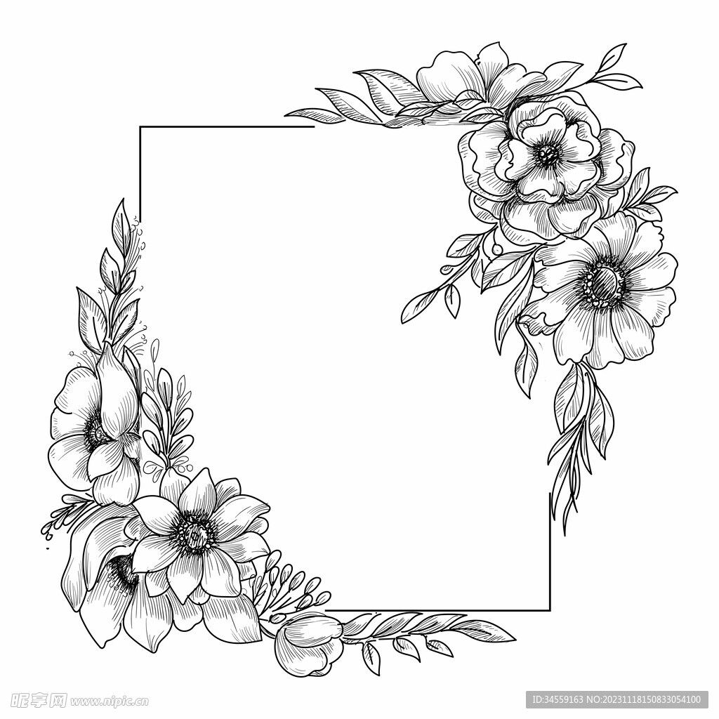 手绘花卉边框