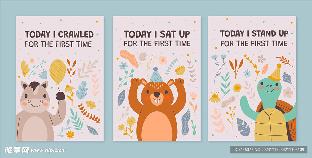 矢量卡通熊乌龟海报模板