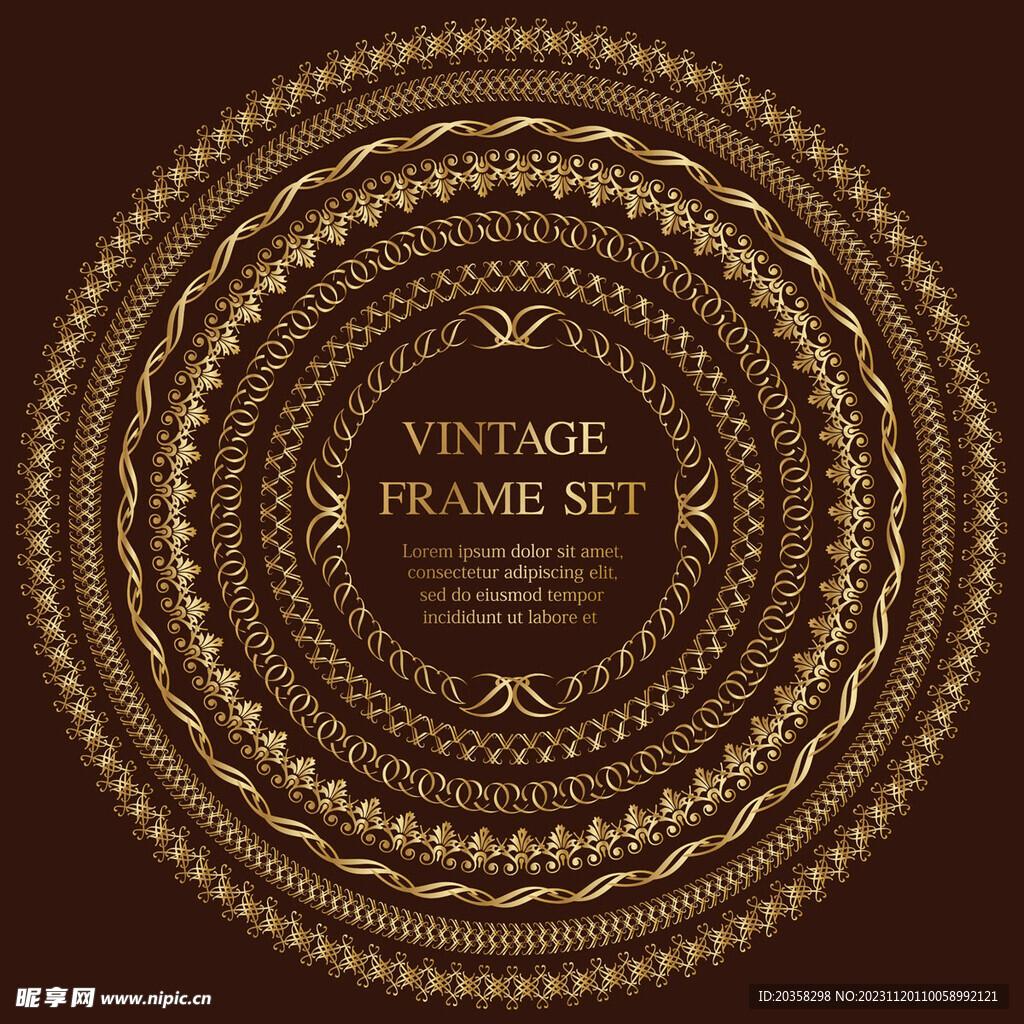 金色圆形复古框架