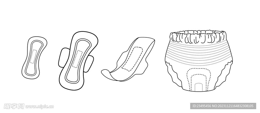 卫生巾  护垫  安心裤线稿