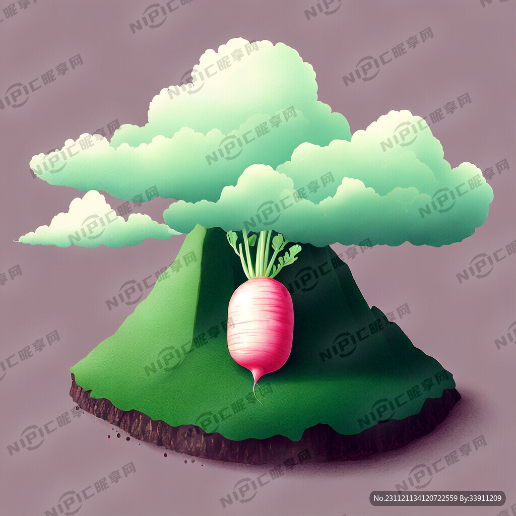 青萝卜 淡绿色 插画 青山