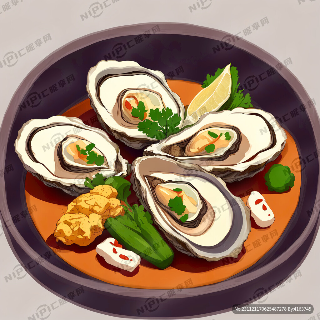 烤生蚝 卡通