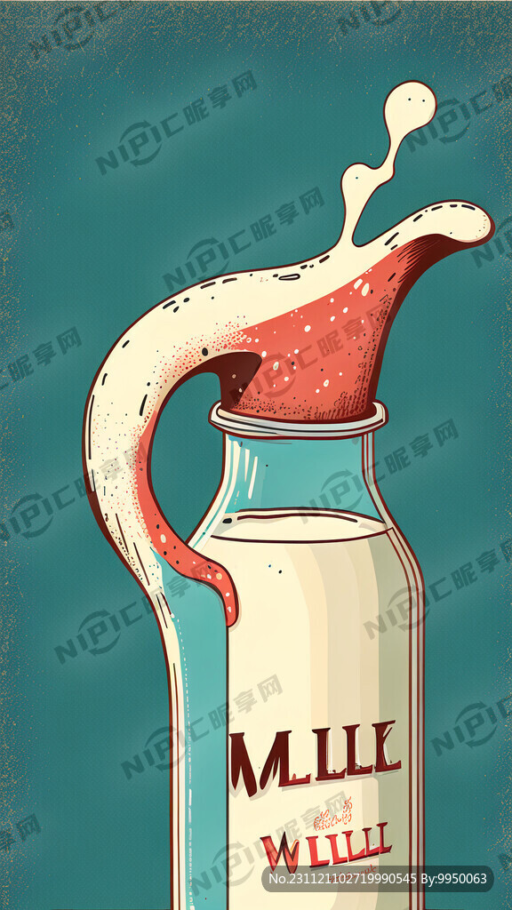 复古海报 鲜牛奶 手绘风格