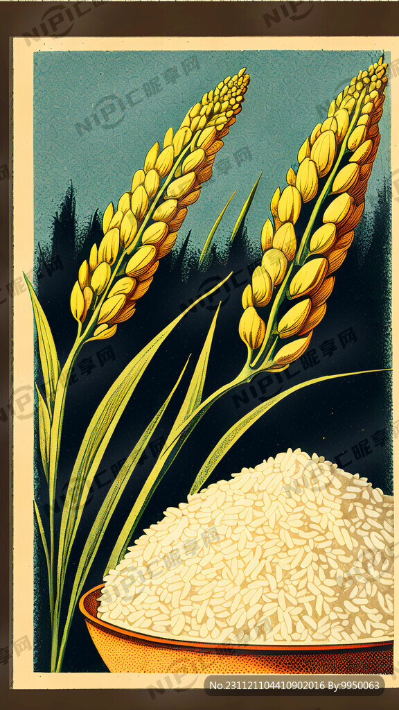 大米 菜籽油 复古手绘海报
