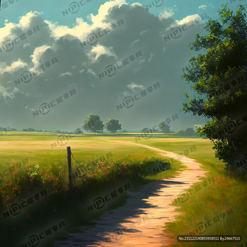 月光 乡间小路 夏天 微风