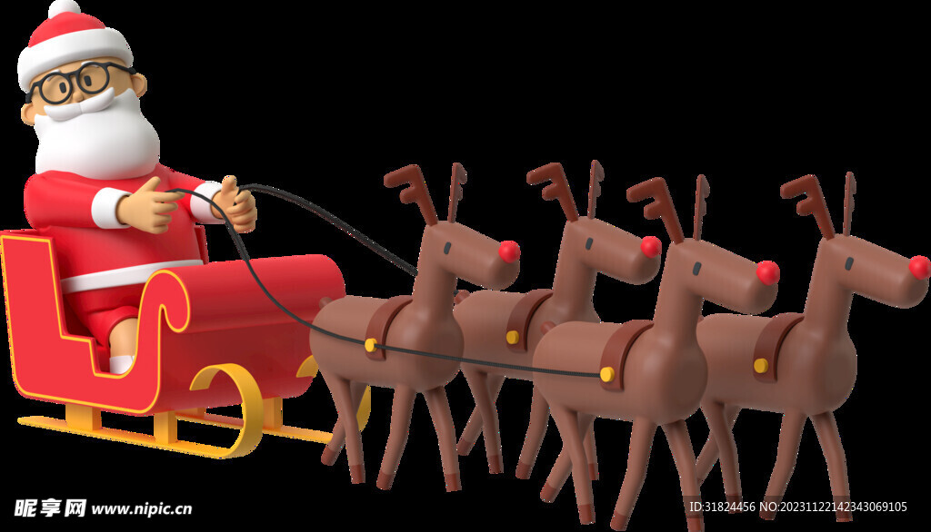 圣诞老人驾车3D素材