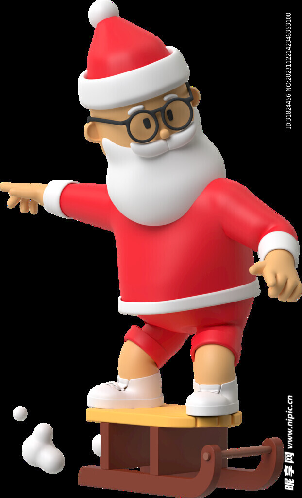 圣诞老人滑雪3d素材
