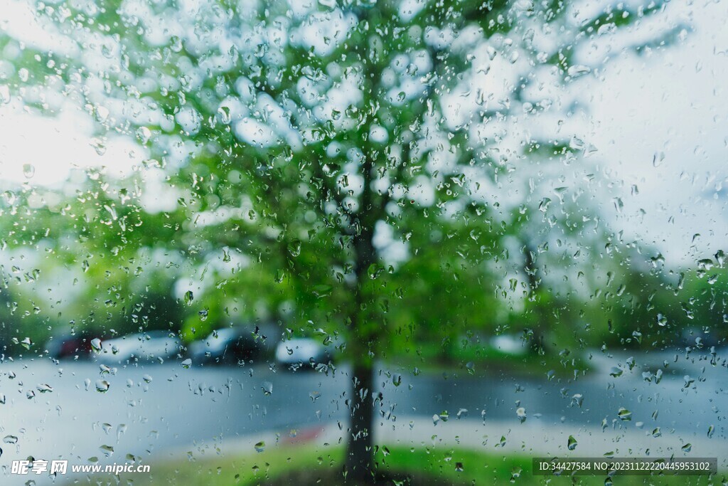 雨天玻璃窗外景色