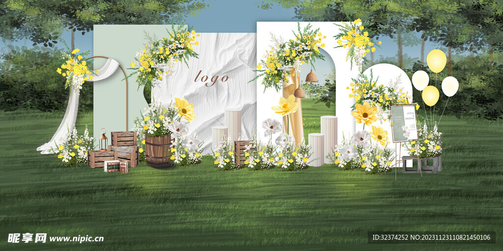 户外清新风格婚礼舞台设计效果图