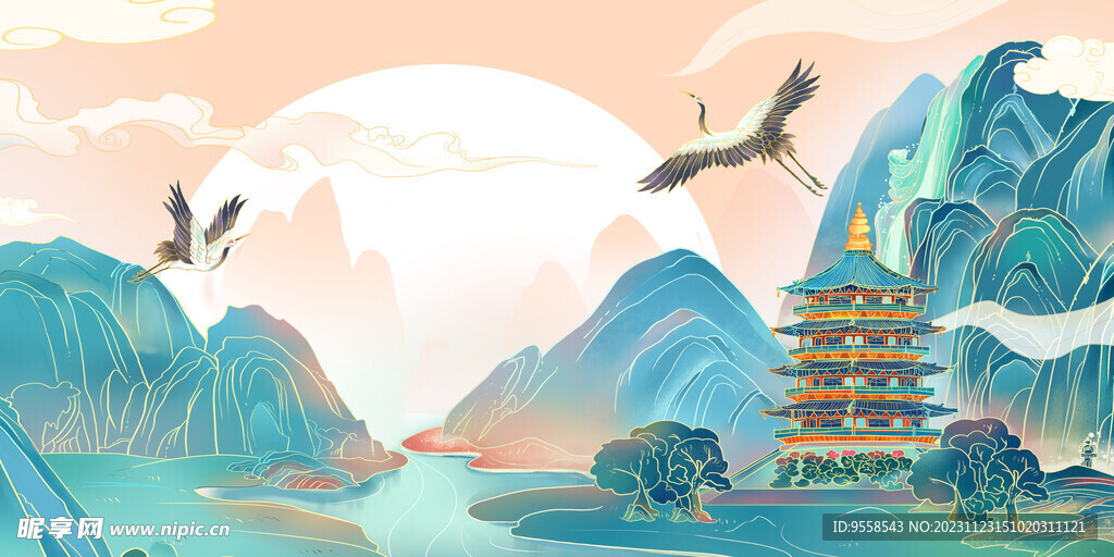 国潮 中医 传统中国风年会背景