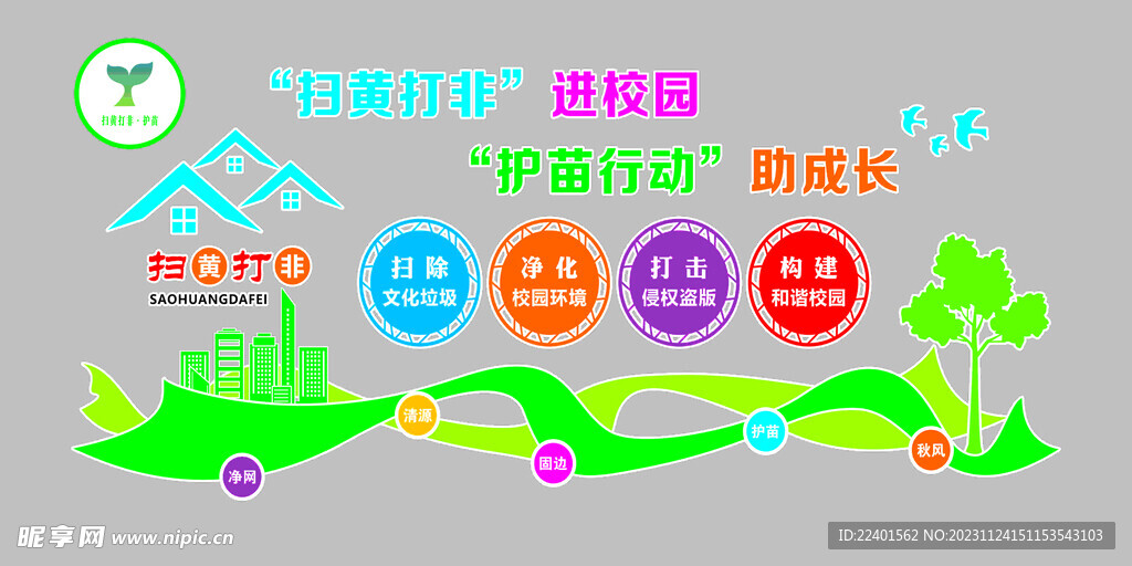 护苗行动 校园文化墙  