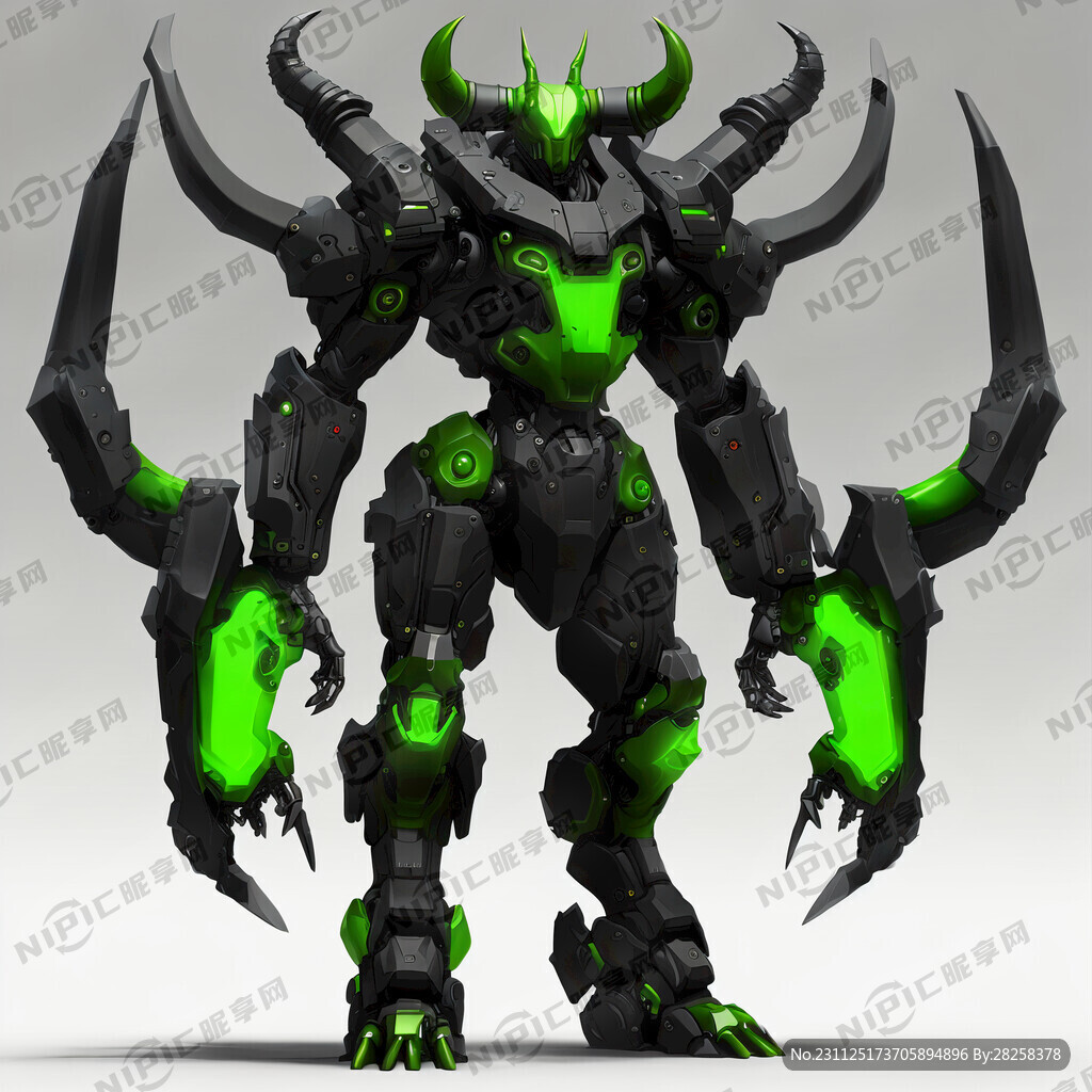 人形机甲 绿色黑色配色 全身