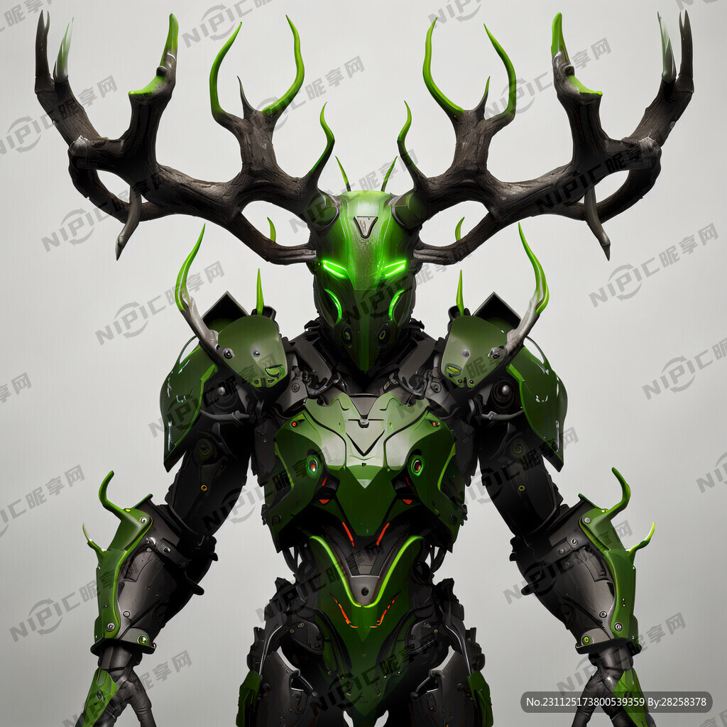 人形机甲 大范围绿色配色 全身