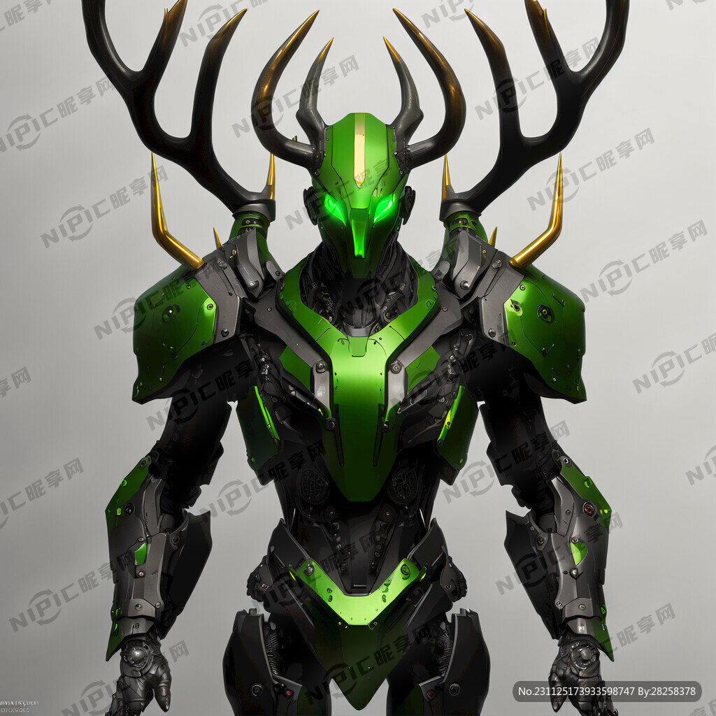 人形机甲 大范围绿色配色 全身