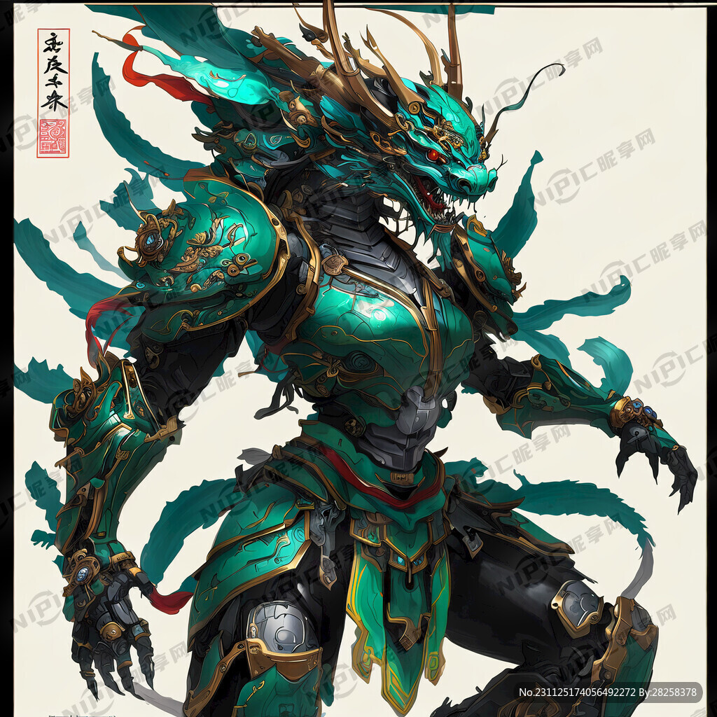 青龙 机甲 大范围绿色配色