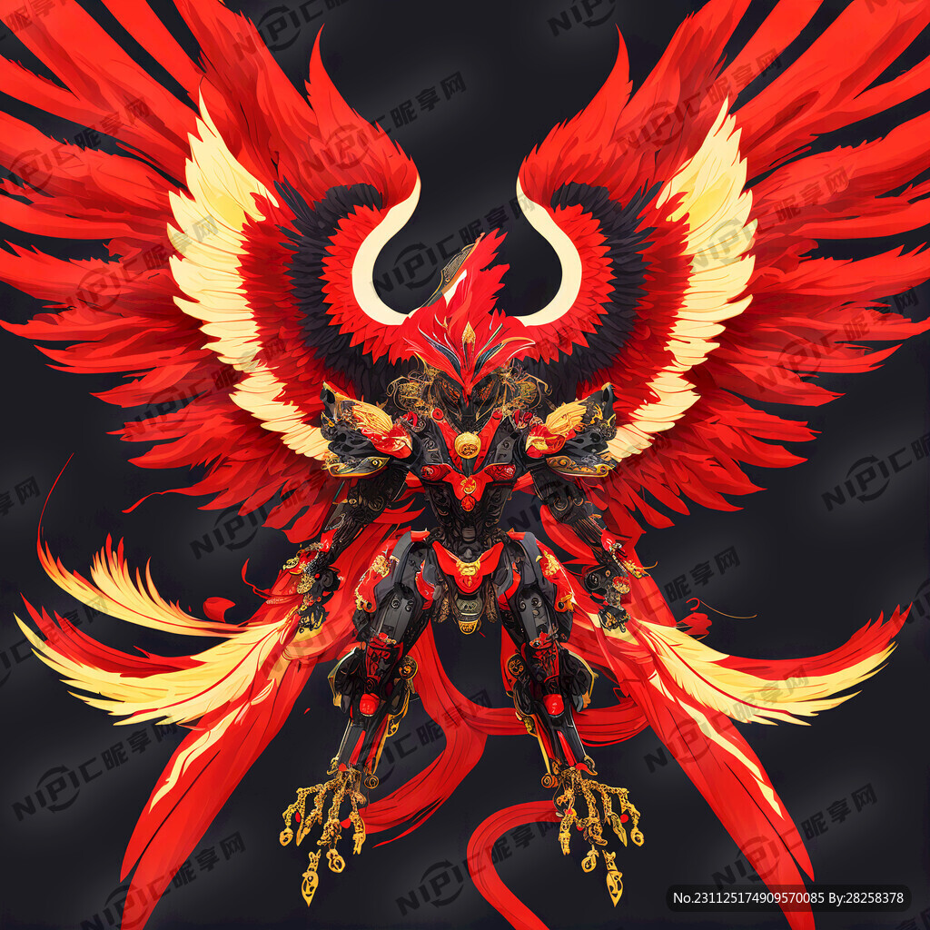 凤凰造型机甲 大范围红色配色