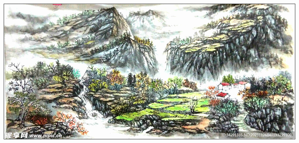 大美秦岭国画意