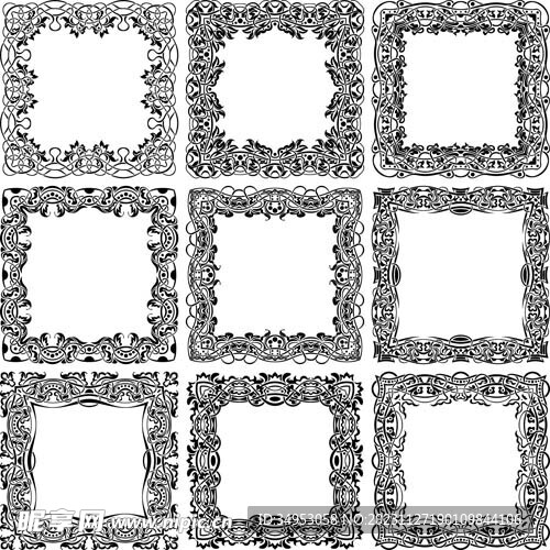 花纹装饰边框矢量