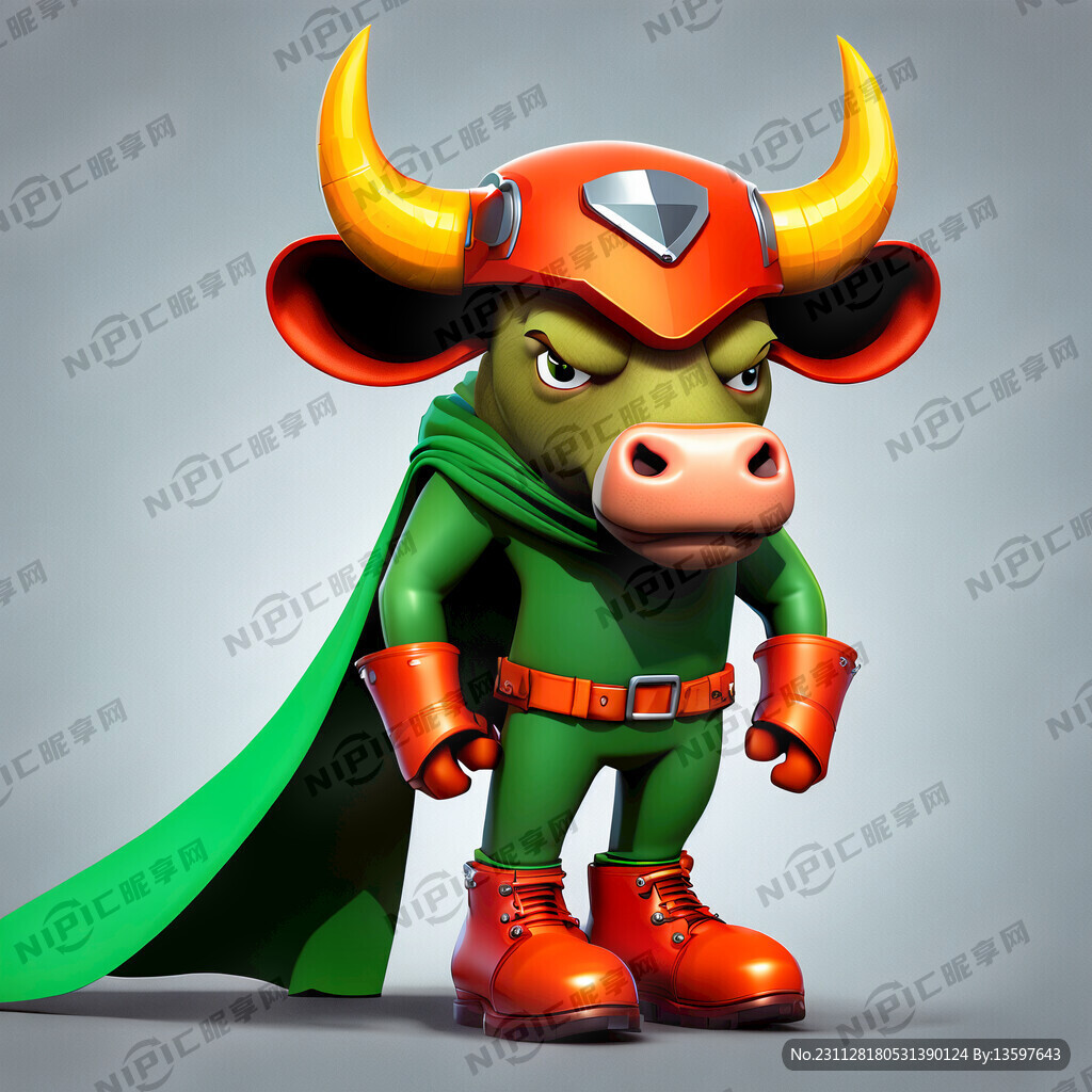 身穿绿色衣服 牛头 头戴头盔