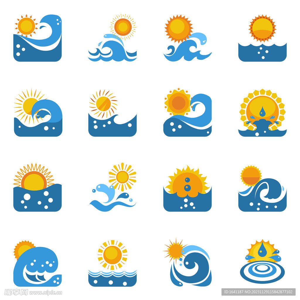 蓝色海浪和太阳