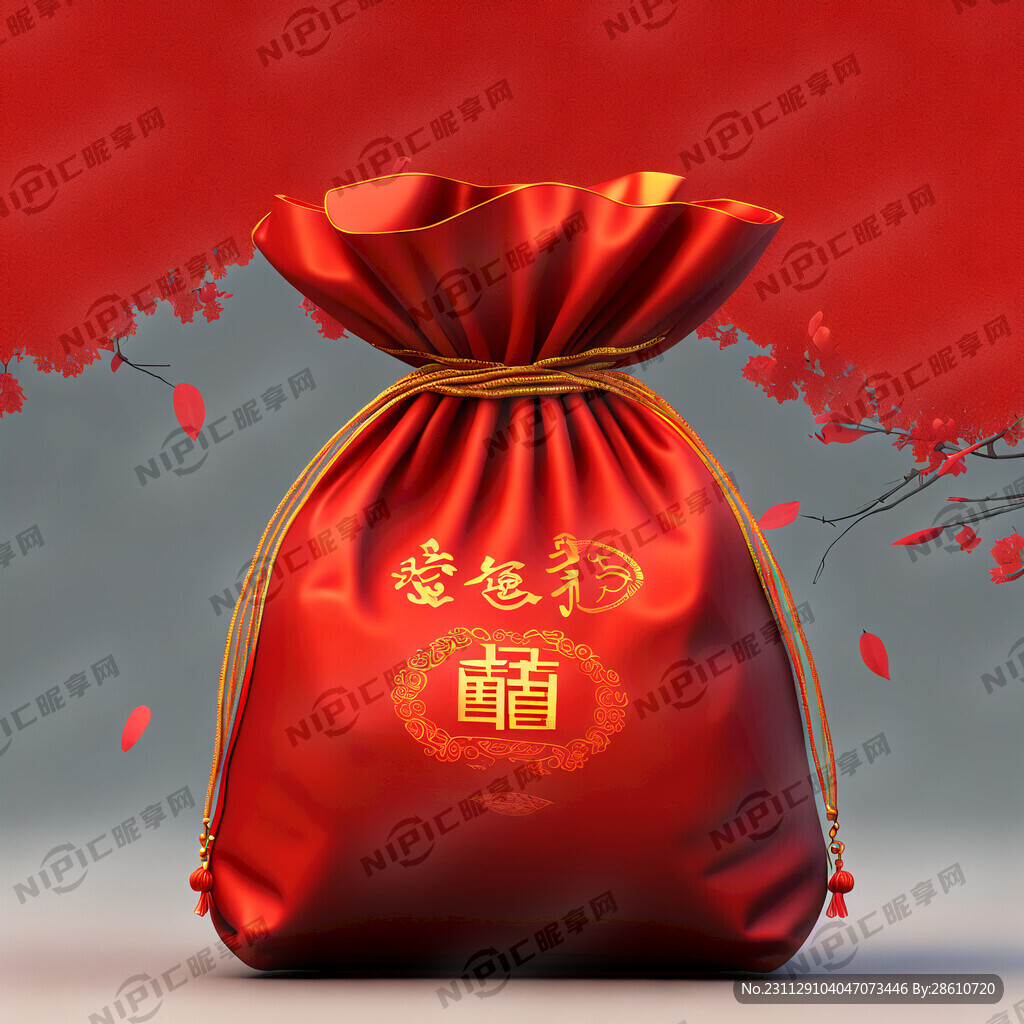 红色福袋 3D渲染