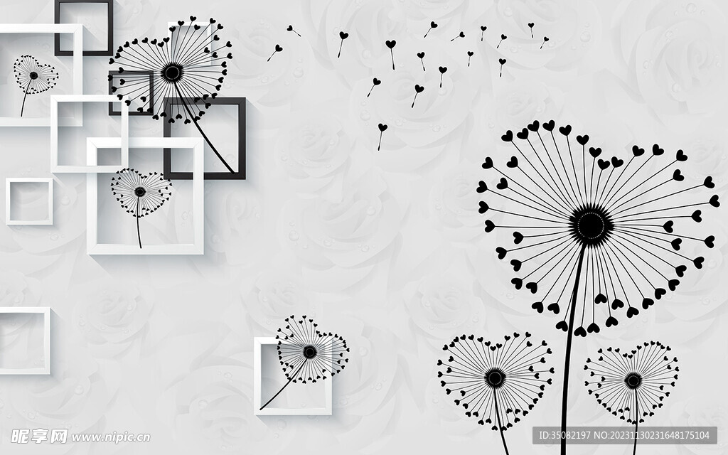 简约心形蒲公英