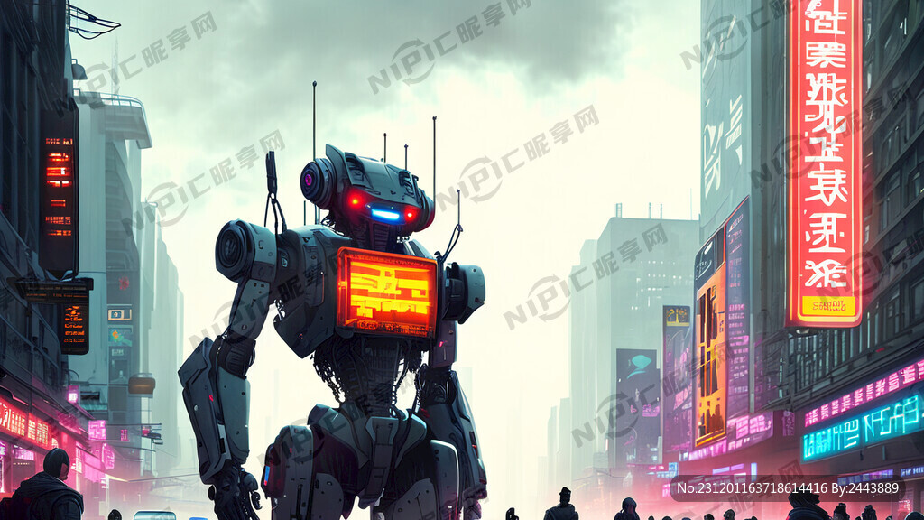 赛博朋克 城市街景 繁华 多人