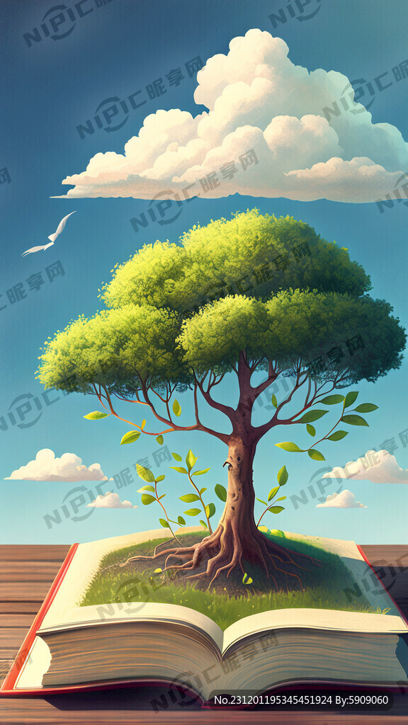 树苗 天空 书本 质感。