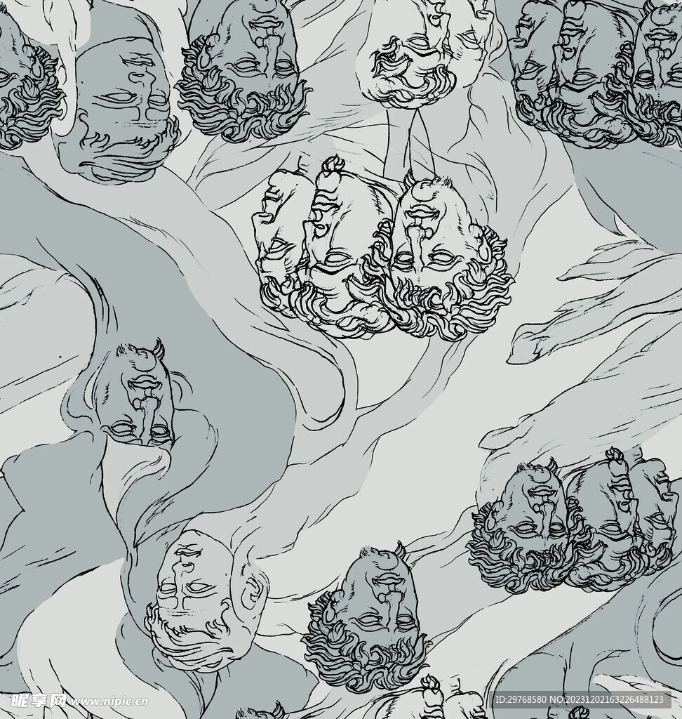 数码印花 卡通人头