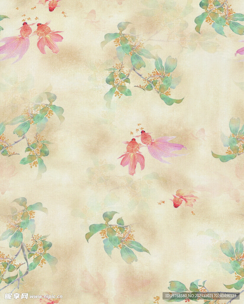 数码印花  金鱼