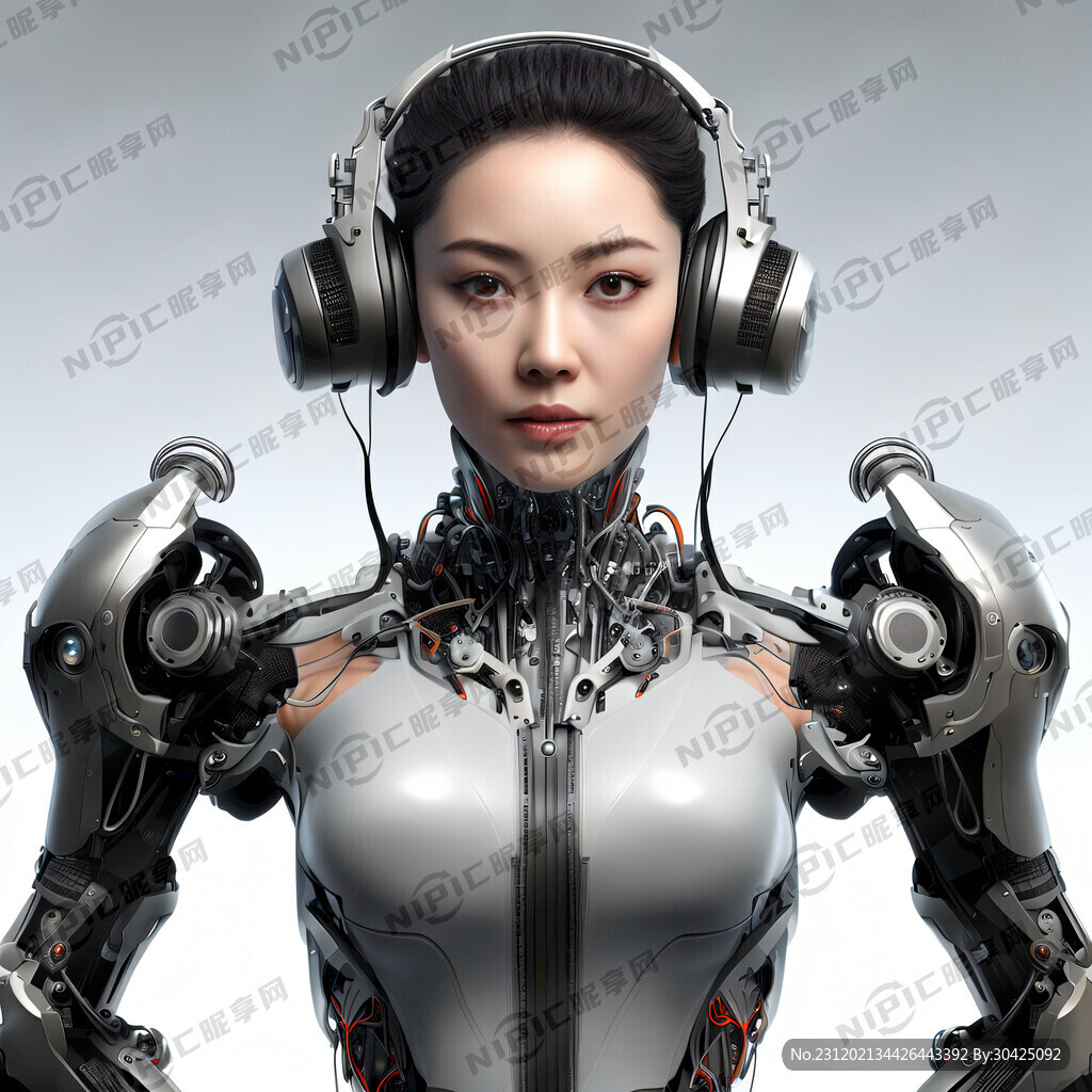 人工智能虚拟女播音员 白色背景