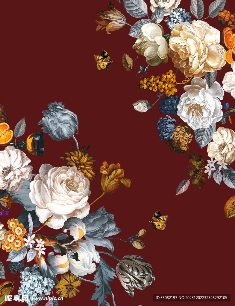 高清分层油画花朵