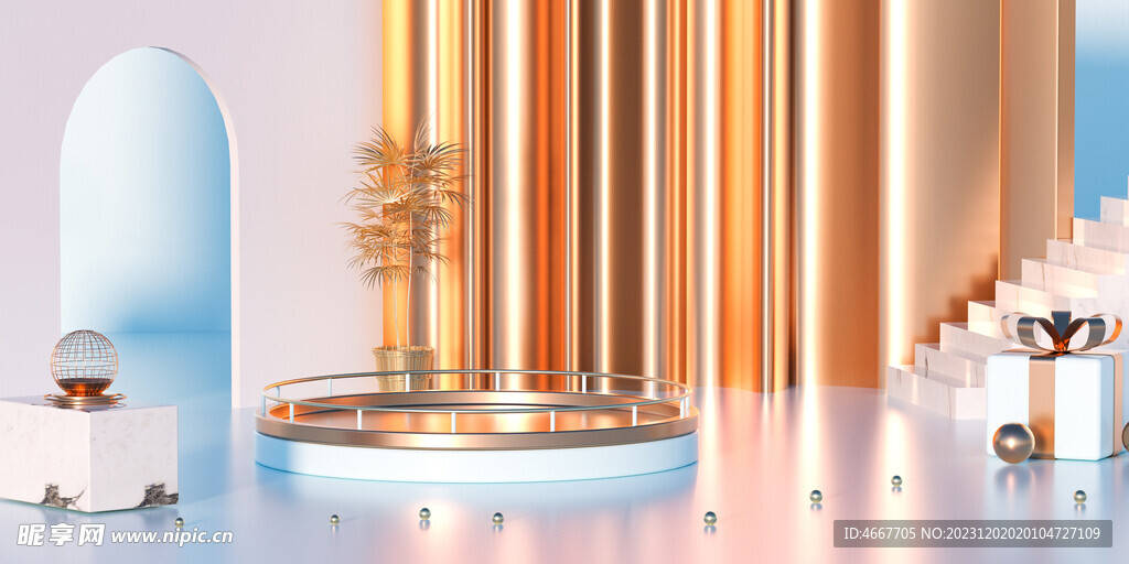 Ins风金色轻奢电商产品展台