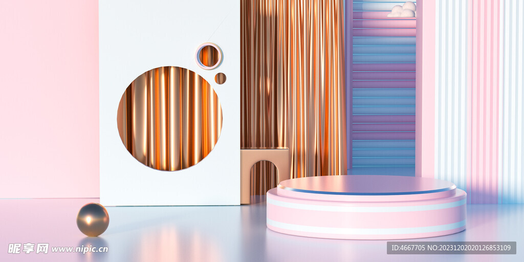 Ins风金色轻奢电商产品展台