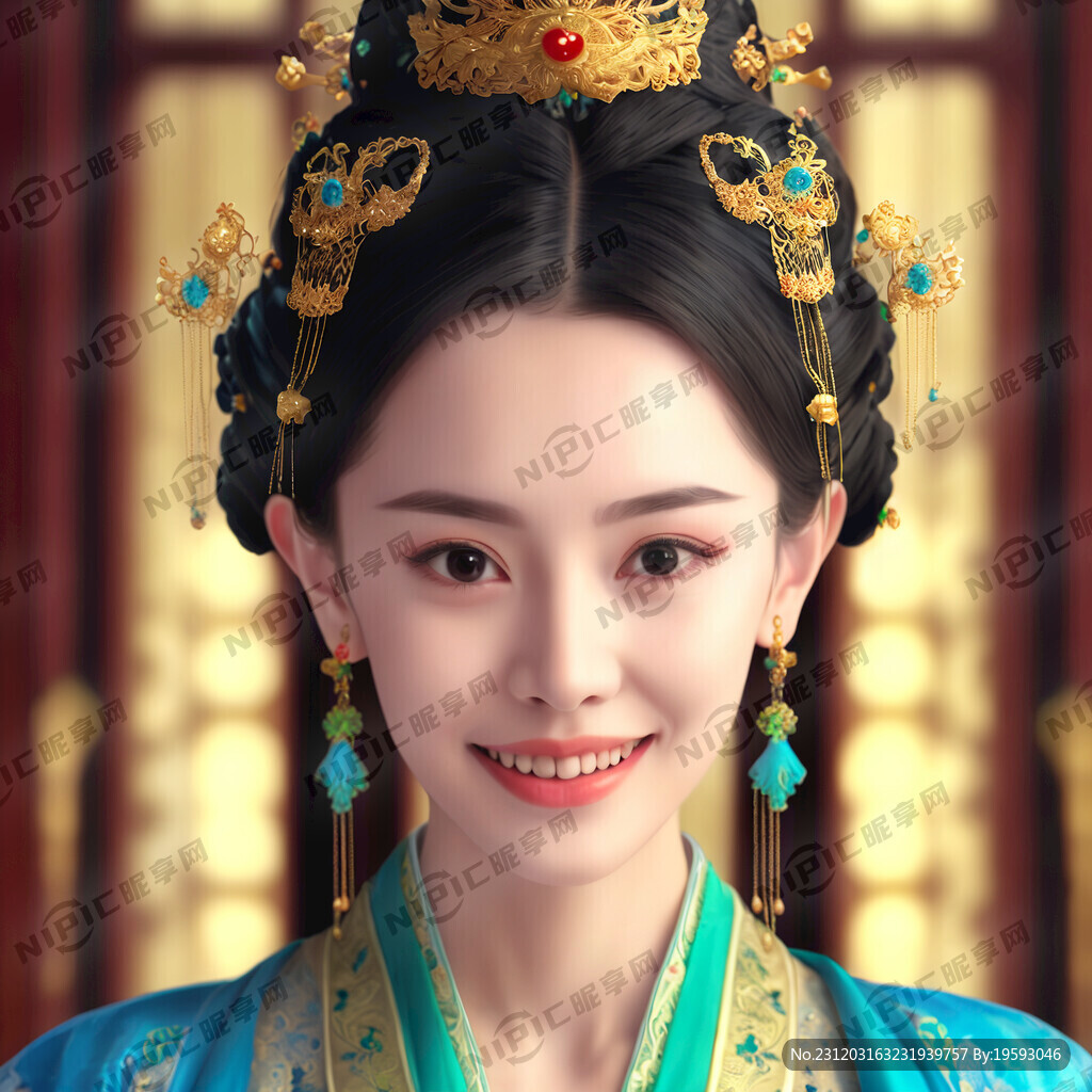 3D高清头戴皇冠的扎2小短辫