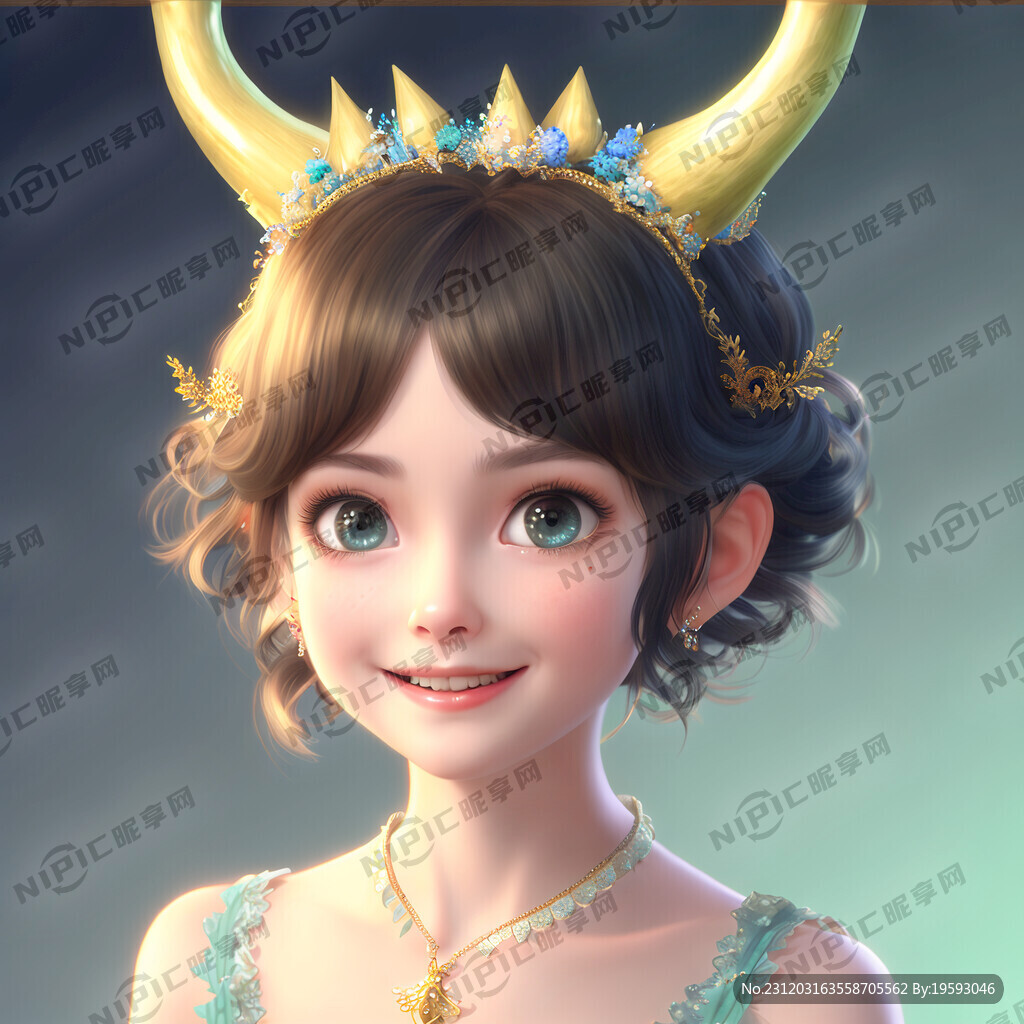 立体高清头戴皇冠的扎2小短辫