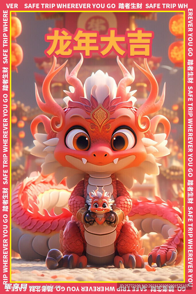 龙年卡通龙地垫图案