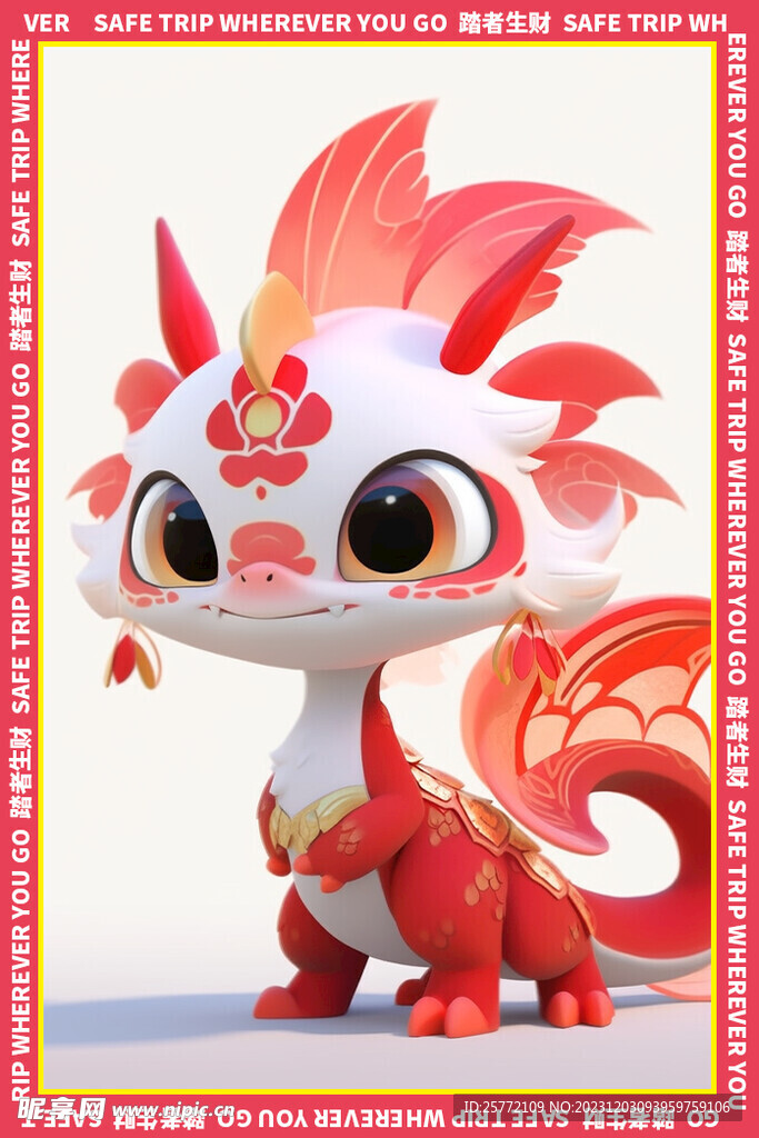 可爱卡通龙地垫图案