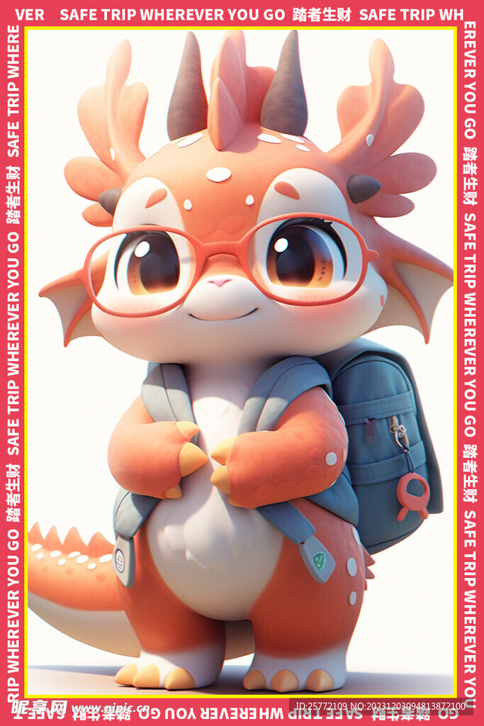 可爱卡通龙地垫图案