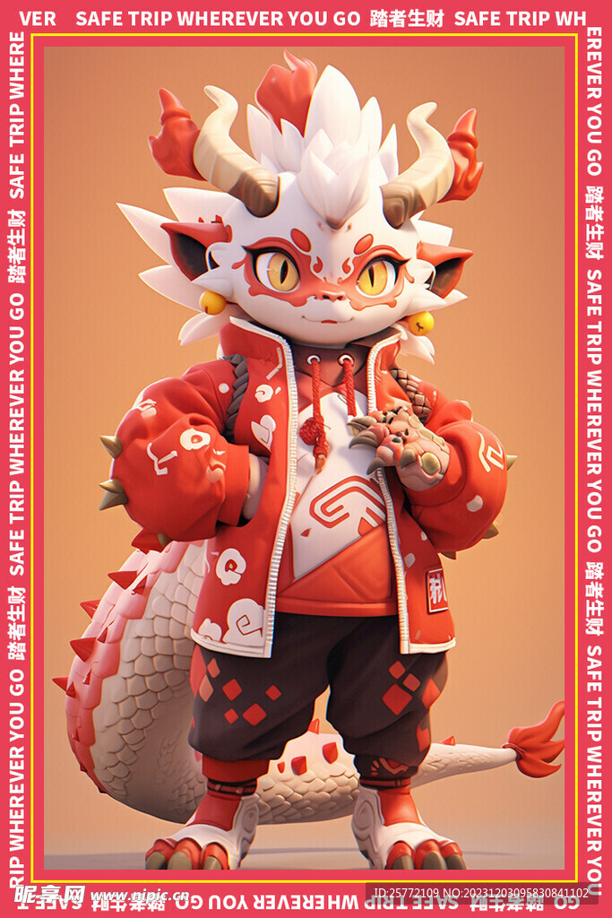 拟人化的卡通龙地垫