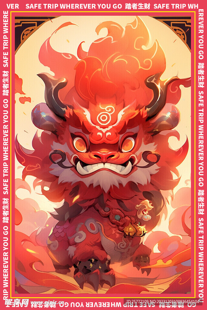 大气红色的龙年地垫图案