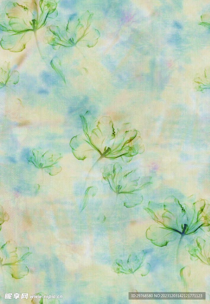 数码印花 水墨花